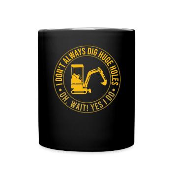 Retro Bagger Spruch Baggerfahrer Baustelle - Tasse einfarbig - Schwarz - Vorne