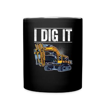 Retro Excavator Slogan Excavator Driver Construction Site - Full Colour Mug - black - Front