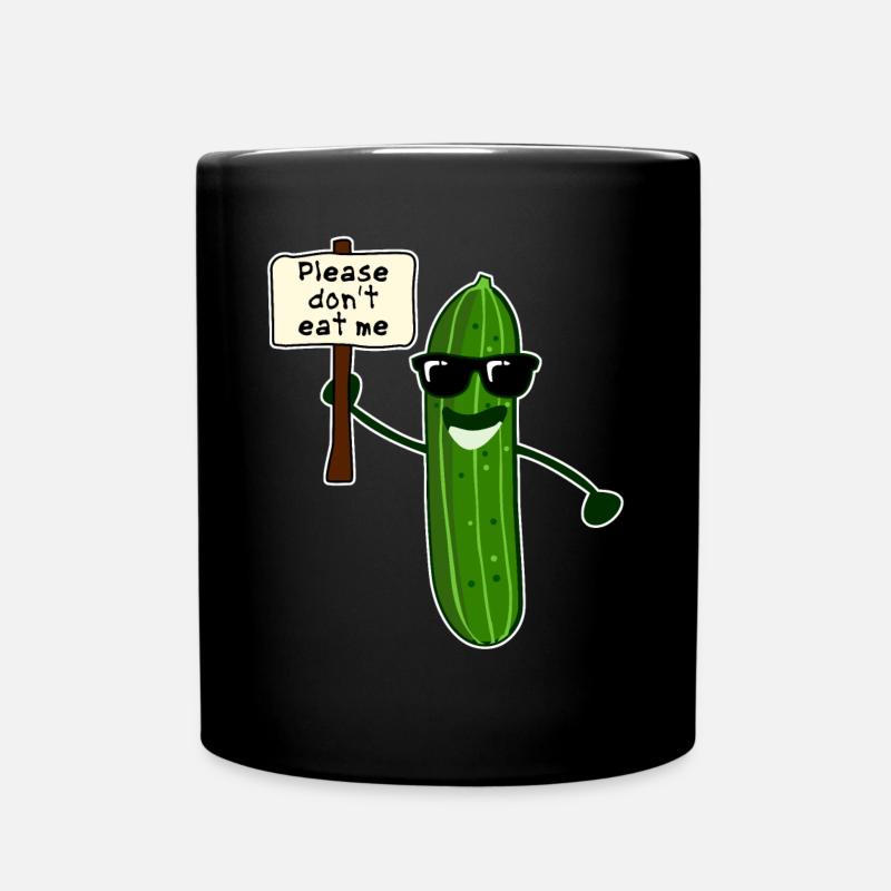 Gurke mit Sonnenbrille Gurken - Tasse einfarbig - Schwarz