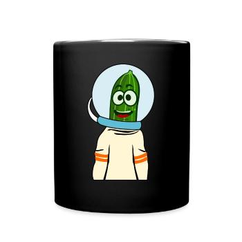 Gurke im Weltraum Astronauten Gurken - Tasse einfarbig - Schwarz - Vorne