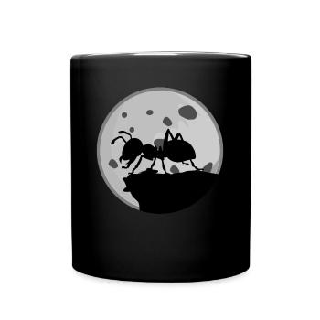 Fourmi devant la lune Fourmis - Mug uni - noir - Devant