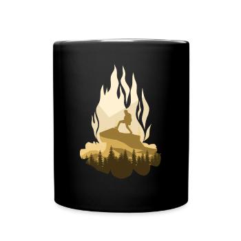 Randonnée en plein air Camping Feu de camp - Mug uni - noir - Devant