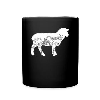 Schaf Blumen Schafe Blüten Schäfchen - Tasse einfarbig - Schwarz - Vorne