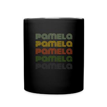 70er Retro Name Vintage Personalisieres Pamela - Tasse einfarbig - Schwarz - Vorne