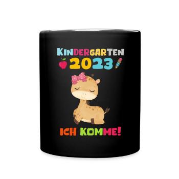 Kindergarten 2023 Ich Komme Mädchen Kita Geschenk - Tasse einfarbig - Schwarz - Vorne