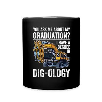 Retro Bagger Spruch Baggerfahrer Baustelle - Tasse einfarbig - Schwarz - Vorne