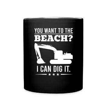 Retro Bagger Spruch Baggerfahrer Baustelle - Tasse einfarbig - Schwarz - Vorne
