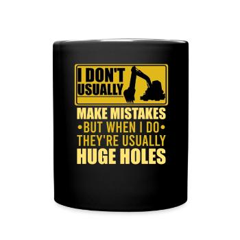 Retro Bagger Spruch Baggerfahrer Baustelle - Tasse einfarbig - Schwarz - Vorne