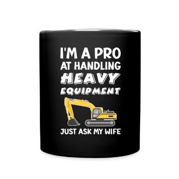 Retro Excavator Slogan Excavator Driver Construction Site - Full Colour Mug - black - Front