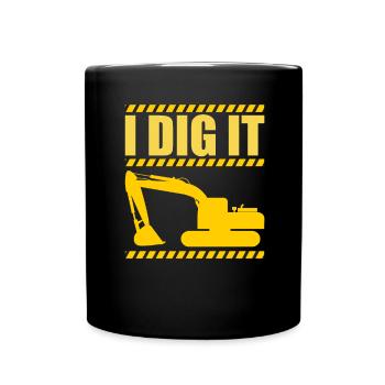 Retro Excavator Slogan Excavator Driver Construction Site - Full Colour Mug - black - Front
