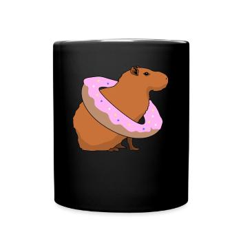 Capybara Donut Capybaras - Tasse einfarbig - Schwarz - Vorne