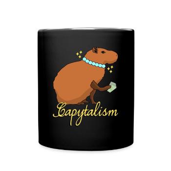 Capybara Kapitalismus Capybaras - Tasse einfarbig - Schwarz - Vorne