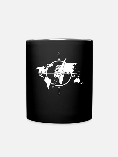 Carte du monde Boussole Cartes du monde - Mug uni - noir