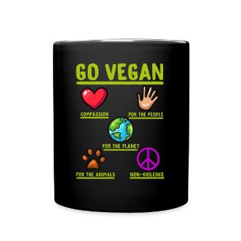 Go Vegan Cadeau drôle d’herbivore - Mug uni - noir - Devant