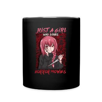Juste une fille qui aime les films d’horreur Anime Girl - Mug uni - noir - Devant