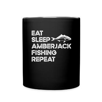 Manger dormir répéter – Pêche à la sériole - Mug uni - noir - Devant