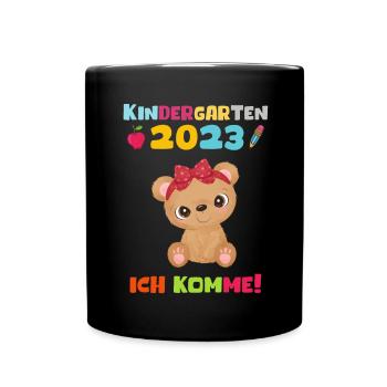 Kindergarten 2023 Ich Komme Mädchen Kita Geschenk - Tasse einfarbig - Schwarz - Vorne