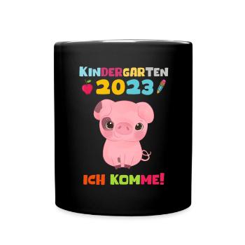 Kindergarten 2023 Ich Komme Jungen Kita Geschenk - Tasse einfarbig - Schwarz - Vorne