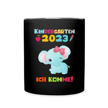 Kindergarten 2023 Ich Komme Mädchen Kita Geschenk - Tasse einfarbig - Schwarz - Vorne