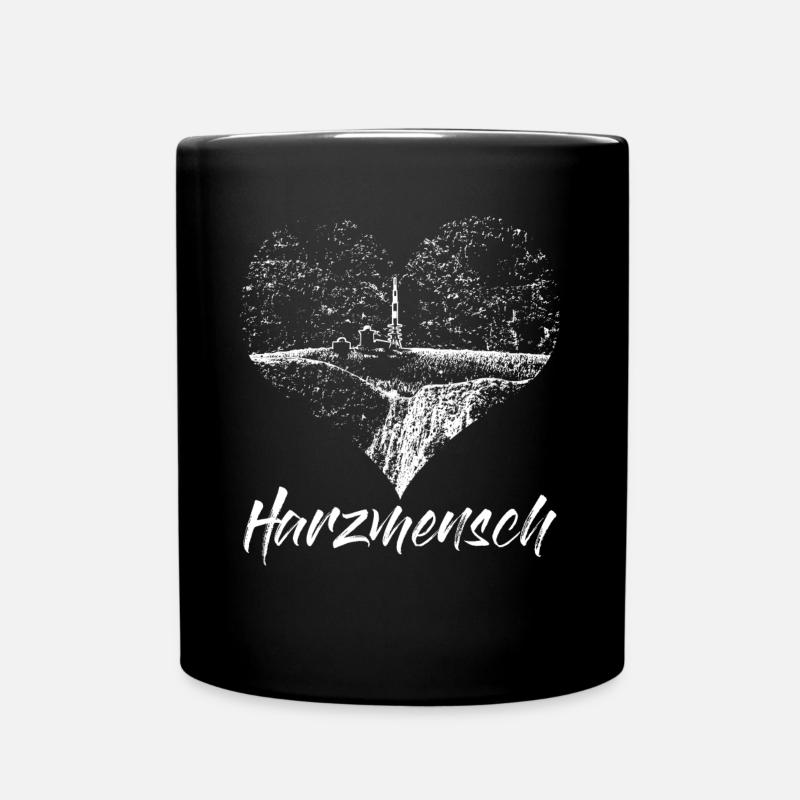 Harz Wandern Harzer Herz Brocken - Tasse einfarbig - Schwarz