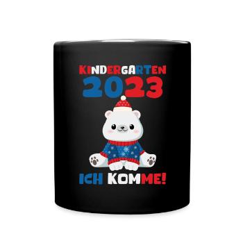 Kindergarten 2023 Ich Komme Jungen Kita Geschenk - Tasse einfarbig - Schwarz - Vorne