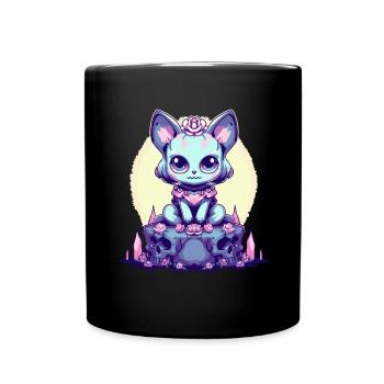 Kawaii Pastel Goth Süße Gruselige Hexenkatze - Tasse einfarbig - Schwarz - Vorne