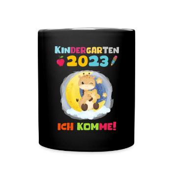 Kindergarten 2023 Ich Komme Mädchen Kita Geschenk - Tasse einfarbig - Schwarz - Vorne
