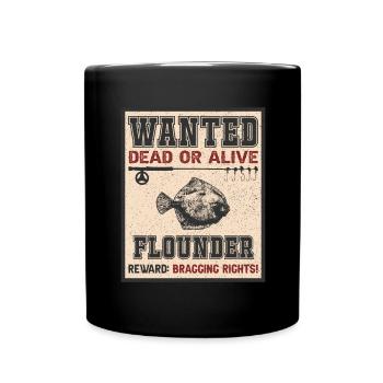 Wanted fish - flounder fishing - Full Colour Mug - black - Front
