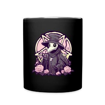 Gruseliger Pestdoktor In Pastell Goth Mit Rosen - Tasse einfarbig - Schwarz - Vorne