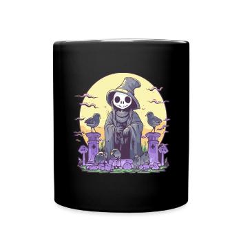 Pastell Goth Niedliches Todes-Sensenmann-Skelett - Tasse einfarbig - Schwarz - Vorne