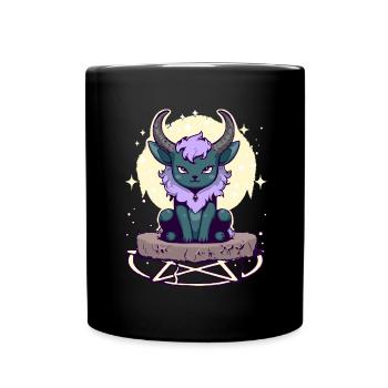 Kawaii Pastel Goth Mignon Chat à Cornes Effrayant - Mug uni - noir - Devant