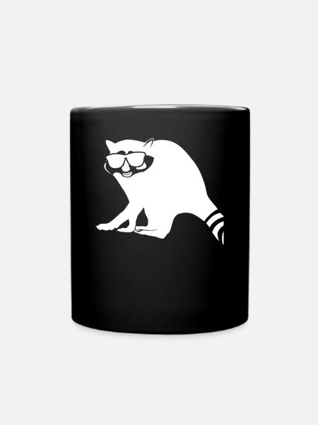 Waschbär mit Sonnenbrille - Tasse einfarbig - Schwarz