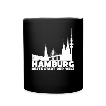 Hamburger Stadt Hamburg - Tasse einfarbig - Schwarz - Vorne