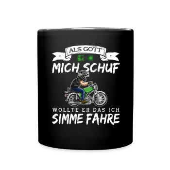 Lustiger Spruch Simsonfahrer S50 S51 Simme Moped - Tasse einfarbig - Schwarz - Vorne