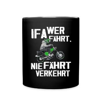 Lustiger Spruch Simsonfahrer S50 S51 Simme Moped - Tasse einfarbig - Schwarz - Vorne