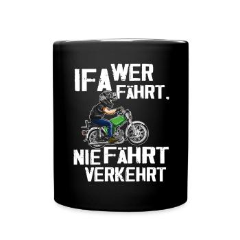 Lustiger Spruch Simsonfahrer S50 S51 Simme Moped - Tasse einfarbig - Schwarz - Vorne