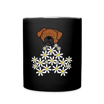 Daisy Dog of Flowers - Full Colour Mug - black - Front
