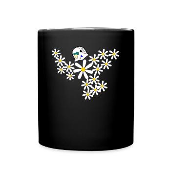 Vogel Wellensittich aus Blüten - Tasse einfarbig - Schwarz - Vorne