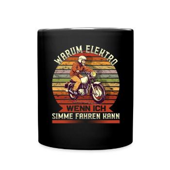 Sunset Simsonfahrer S50 S51 Simme Moped - Tasse einfarbig - Schwarz - Vorne