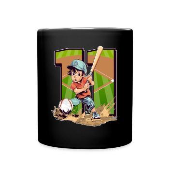 Baseball Birthday - 11 years old boy - 11. - Full Colour Mug - black - Front