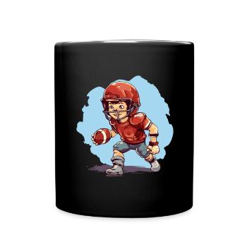 American Football Spielender Junge - Kids - Tasse einfarbig - Schwarz - Vorne