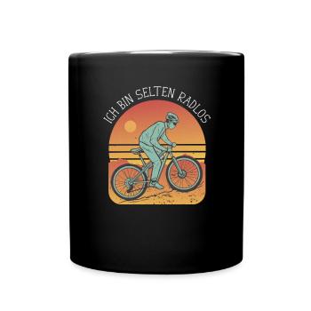 MTB Fahrer Mountainbike Ich Bin Selten Radlos - Tasse einfarbig - Schwarz - Vorne