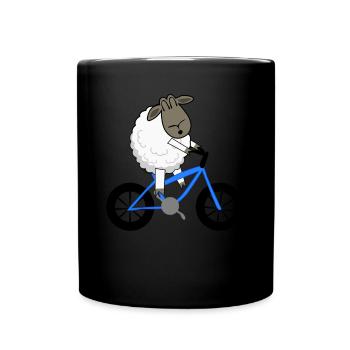 Moutons à vélo - Mug uni - noir - Devant