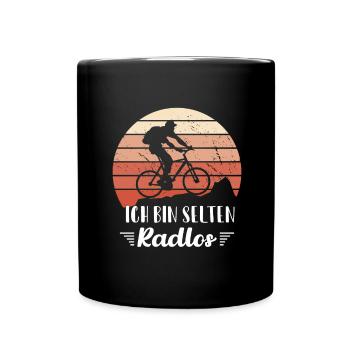 MTB Fahrer Mountainbike Ich Bin Selten Radlos - Tasse einfarbig - Schwarz - Vorne