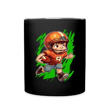 American Football Spielender Junge - Kids - Tasse einfarbig - Schwarz - Vorne