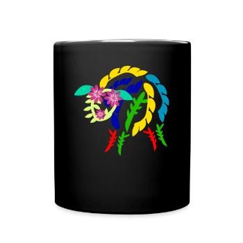 Schaf aus Blumen Schafe - Tasse einfarbig - Schwarz - Vorne