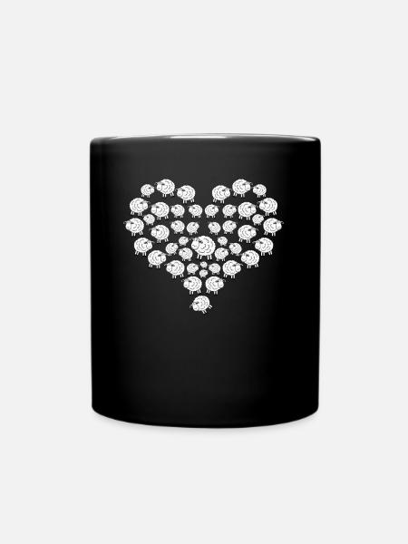 Schaf Schäfer Herz Schafe - Tasse einfarbig - Schwarz