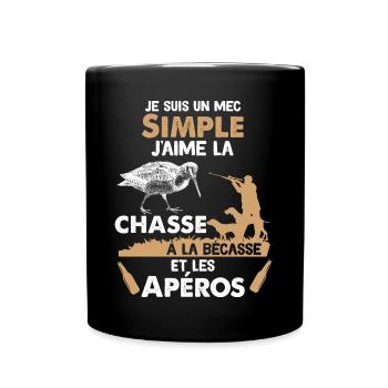 Chasse et Bécasse biere apéro - Mug uni - noir - Devant