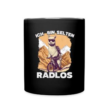 MTB Fahrer Mountainbike Ich Bin Selten Radlos - Tasse einfarbig - Schwarz - Vorne