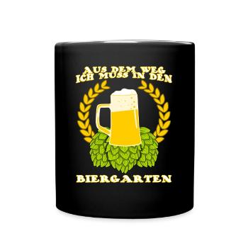 Biergarten Bier Bierkrug Bierfest - Tasse einfarbig - Schwarz - Vorne